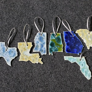 Ceramic State Ornament, South Carolina, Georgia, Florida, Alabama, Mississippi, Louisiana, Texas