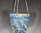 Hanging Planter, Handmade Pottery, Crystalline Glazed