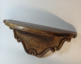 Hand Carved Wooden Wall Shelf, Antique Style Decor