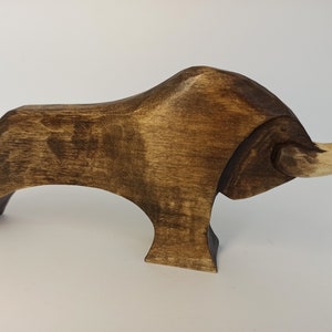 Handmade Wooden Bull Figurine, Sculpture Art (3.4") image 7