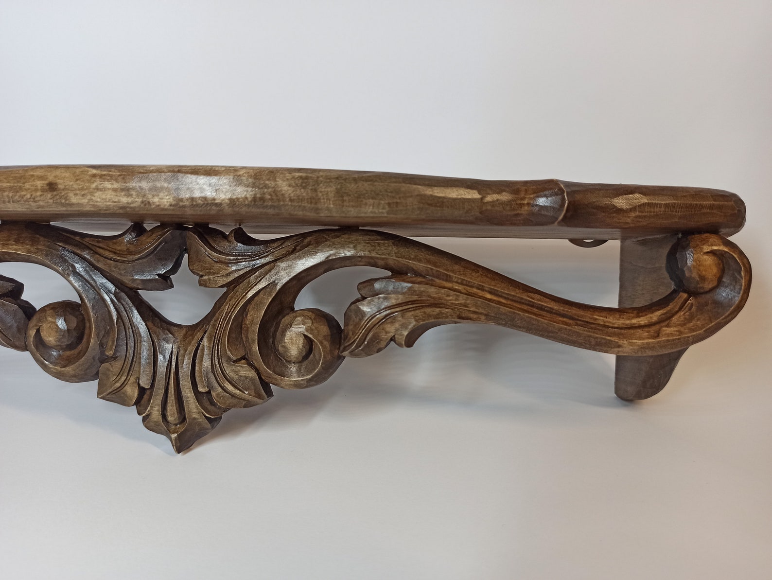 Picture of Hand Carved Wooden Wall Shelf, Antique Style Decor - Etsy