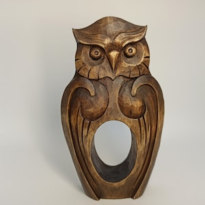 Owl statuette 6.3&quot;, Owl sculpture, Owl gift figurine, Wood sculpture, Sculpture art, Wood carving, Personalized gifts, Wood sculpture