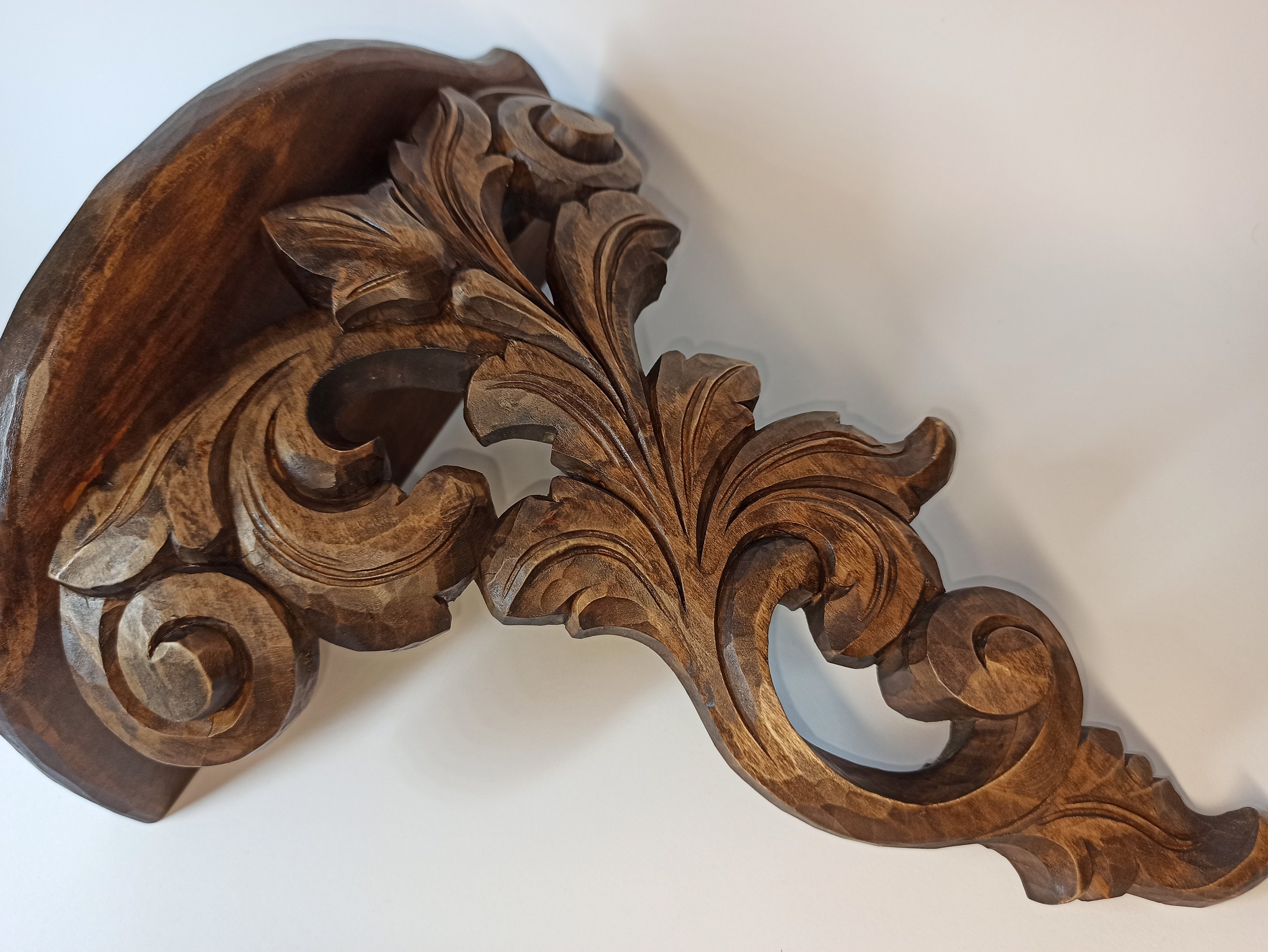 Support De Rangement En Bois Sculpté Fait Main - Artisanat Créateur, Couleur Marron, Neuf