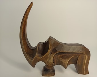 Rhinoceros sculptuur 6 ", Rhinoceros geschenken, Gepersonaliseerde geschenken, Rhinoceros beeldje, Sculptuur kunst, Hout Decor sculptuur, Hout sculptuur