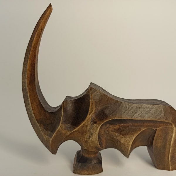 Sculpture rhinocéros 6 », Cadeaux rhinocéros, Cadeaux personnalisés, Figurine rhinocéros, Art de la sculpture, Sculpture décor en bois, Sculpture en bois