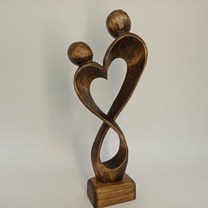 Liefde sculptuur 8,3, houten sculptuur, beeldhouwkunst, houtsnijwerk, sculptuur van hout, Valentijnsdag geschenk, houten beeldje, gepersonaliseerde geschenken Bruin