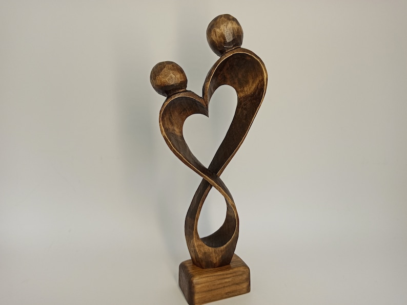 Liefde sculptuur 8,3, houten sculptuur, beeldhouwkunst, houtsnijwerk, sculptuur van hout, Valentijnsdag geschenk, houten beeldje, gepersonaliseerde geschenken Bruin