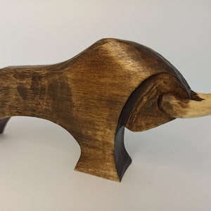 Handmade Wooden Bull Figurine, Sculpture Art (3.4") image 6