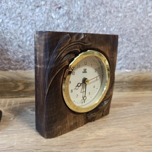 Handmade Wooden Clock, Office Desk Organization, Wooden Table Clock ...