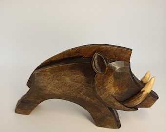 Carved pigs 4&quot;, Swan carving, Personalized gifts, Wild boar figurine, Wood sculpture, Sculpture art, Wood art, Wood figurine, Figurine décor