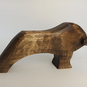 Handmade Wooden Bull Figurine, Sculpture Art (3.4") image 5
