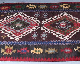 Vintage Anatolian Kilim, Small kilim,Bohemian Style Kilim, Kelim,Colourful Kilim Rug