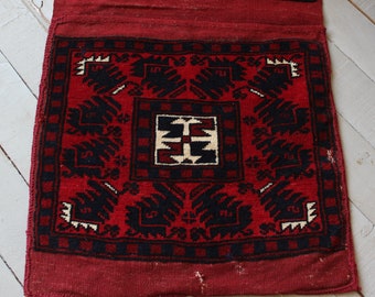 1'6"x5'0" ft  Vintage Rug Saddlebag, Ethnic Bohemian Turkish Handwoven Rug Saddlebag