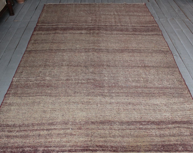 4'4" x 7'4" Vintage  Special  Purple Plain Kilim Rug, Ethnic Bohemian Decorative Kilim Rug,Handwoven Wool Kilim Rug