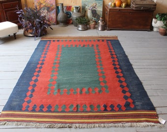 2/'6x3/'8 Vintage BERGAMA Kilim Rug Ethnic Turkish Kilim Rug Handwoven Prayer Kilim Rug Bohemian Kilim Rug