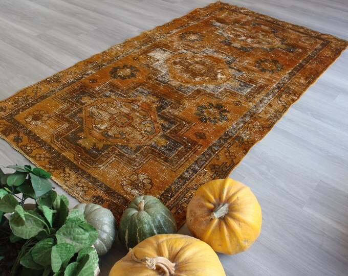 4'X7'3" feet, Vintage Rug,  Anatolian Rug , Distressed Area Rug, Bohemian Rug, Handwoven Wool Rug / B-1270