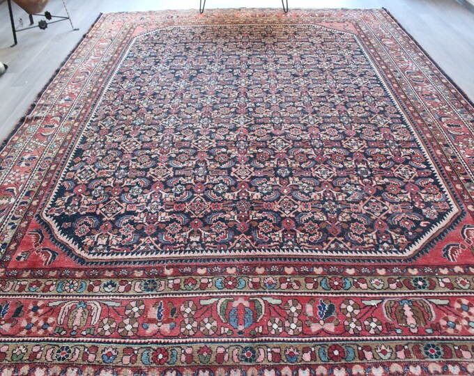 Over Size Vintage Rug, Antique Area Rug , Handwoven Traditional Rug / B-932 / 9'4"x12'8"
