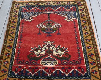 2'6"x 3'1" FREE Shipping Vintage Turkish Wool Small Carpet,Handwoven Wool Rug