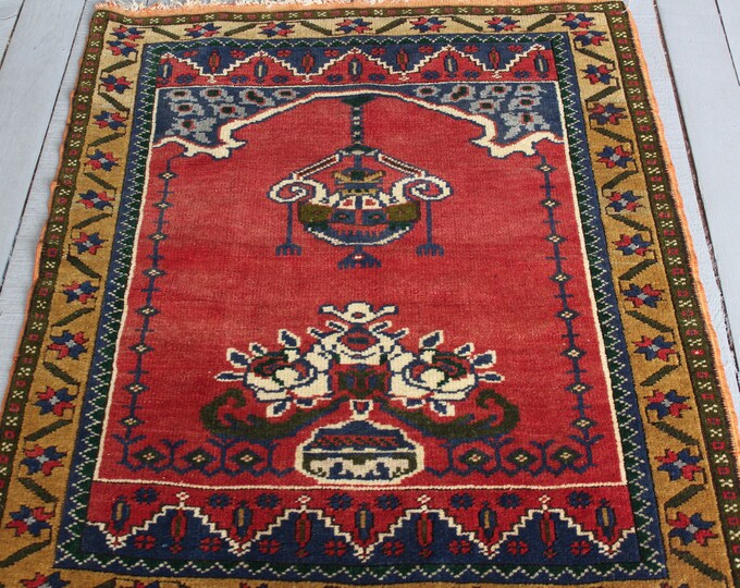 2'6"x 3'1" FREE Shipping Vintage Turkish Wool Small Carpet,Handwoven Wool Rug