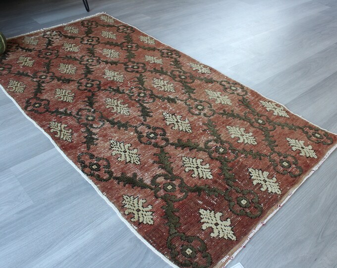 Vintage Retro Rug, Ethnic ANATOLIAN  Rug, Handwoven Rug, Red-Black Rug, small vintage rug, vintage turkish rug / B-1303 / 3'1"X5'8" feet