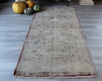 Vintage Distressed Rug ,Small  Beige  Rug, Vintage Anatolian Rug , Beige Turkish Rug, Handwoven Rug / B-1296