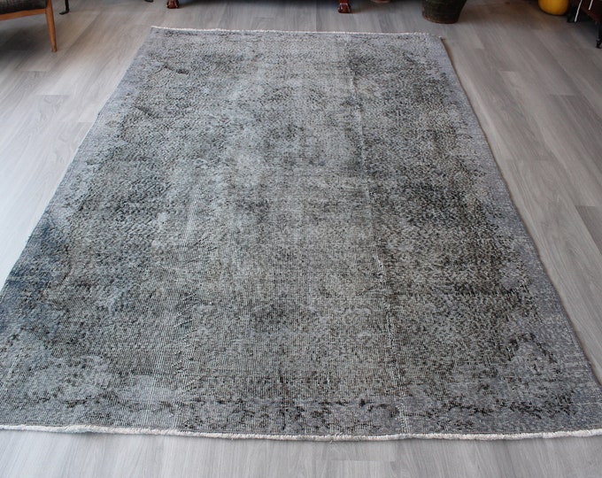 Vintage Gray Rug, Large Gray Rug,  Gray Wool Rug, Gray Area Rug / B-1370 / 5'6"x8'6" feet