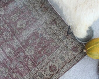 Vintage Rug, Vintage Oushak Rug, Low Piled Wool Rug, Turkish Area Rug, Vintage Turkish Rug, Traditional Area RUG / 4'7"x7'7" feet