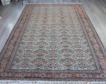 Vintage Oushak Rug, Beige Mute Rug, Medallion Allover Rug / B-1888 /