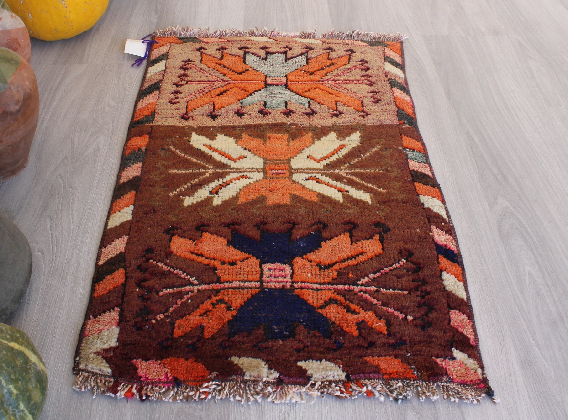 Small Anatolian Neutral Wool Door Mat for sale at Pamono