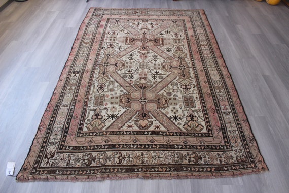 6'2"x9'6" Antique Caucasian  Rug, Vintage Caucasian Rug, Handwoven Rug, Ethnic Wool Rug, Large vintage rug