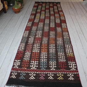 2&#39;6&quot;x9&#39;7&quot; Vintage KILIM RUNNER ,Ethnic Bohemian Turkish Mut Kilim Runner,Handwoven Wool Hallway Kilim
