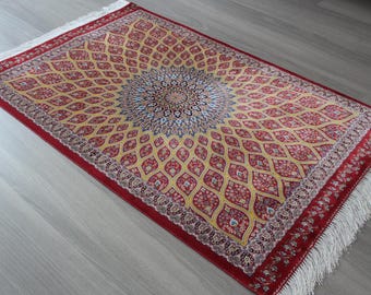 Red Silk Rug, Small Silk Rug / B-2017 / 1'9''x3'