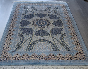 3'x5' Blue Silk Rug , Small Silk Rug , Ice Blue Oriental Rug / B-2031 / 3'2''x4'8''