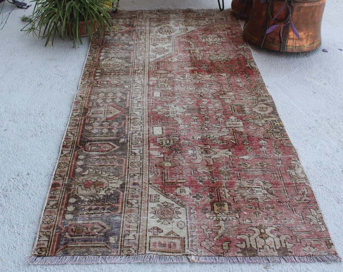 3'4"x7'5" ft   RUNNER Vintage Rug Runner, Wide Turkish Rug Runner, Low Piled Anatolian Rug Runner, Small Rug Runner, Vintage Turkish Runner