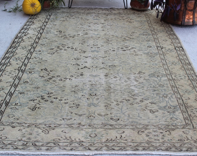 6'2"x9'1" ft   Vintage OUSHAK Rug, Large Area Rug , Oushak Area Rug, Turkish Area Rug, Turkish Vintage Rug, Low Piled Anatolian Rug
