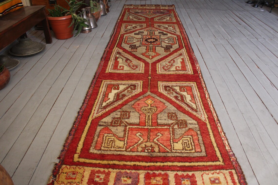 Vintage RUNNER handwoven Turkish Wool Runner Rughallway Etsy
