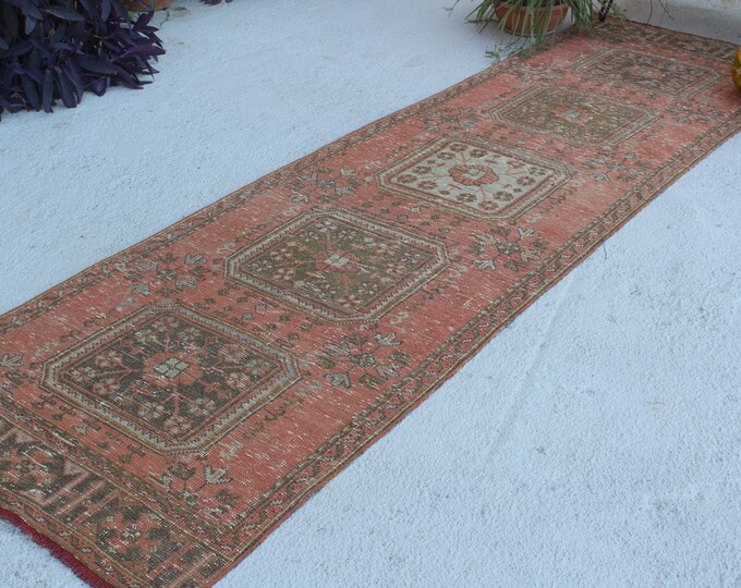 2'9"x10'5" ft  Vintage Rug Runner, Anatolian Rug Runner, Turkish Rug Runner, Bohemian Rug Runner, Ethnic Rug Runner, Vintage Peachy Runner