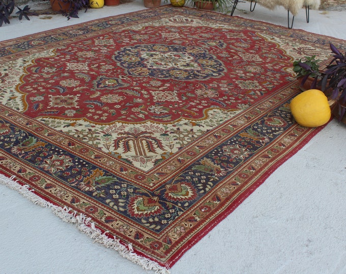 9'6"x12'9" ft   Vintage Large Area Rug, Large Turkish Rug, Large Kayseri Rug, Large Medallion Rug, Over Sized Turkish Area Rug