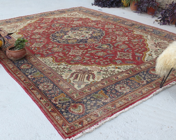 9'6"x12'9" ft   Vintage Large Area Rug, Large Turkish Rug, Large Kayseri Rug, Large Medallion Rug, Over Sized Turkish Area Rug