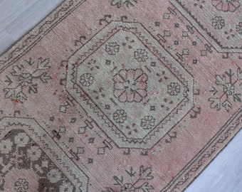 3'x11' ft Oushak Rug Runner, Vintage Rug Runner, Ethnic Rug Runner, Low Piled Rug Runner, Bohemian Rug Runner, Decorative Rug Runner