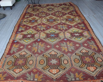 5'8"x10'2" ft  Vintage Ethnic Kilim Runner, Vintage Turkish Kilim, Anatolian Kilim, Bohemian KilimDecorative Kilim Rug, Pink