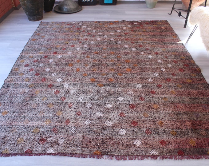 6'6"x7'5" ft  Vintage Kilim Rug, Ethnic Kilim, Bohemian Kilim, Vintage Anatolian Kilim