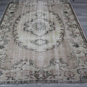 5&#39;2&quot;x7&#39;2&quot; ft   Vintage Rug, Vintage Oushak Rug, Pale Pink Anatolian Rug, Vintage Turkish Rug, Retro Rug