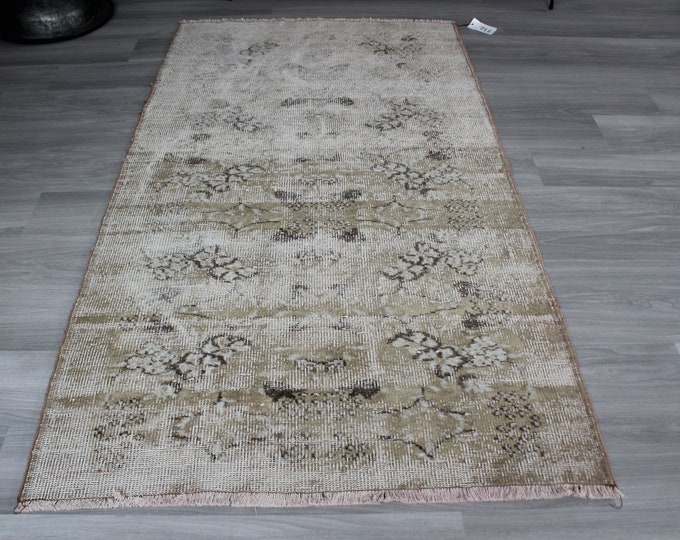 3'8"x6'7" ft   Vintage Rug, Vintage Oushak Rug, Vintage Turkish Rug, Distressed Rug, Bohemian Rug, Ethnic Pale Rug