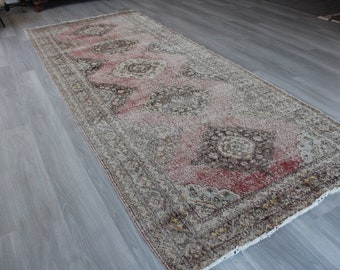 5'x12' Vintage Oushak Runner, Pale Rug Runner, Wide Rug Runner / B-1405 / 4'9"x12'5"