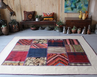 Patchwork Kilim Rug,Bohemian Kilim,  Ethnic Kilim ,Anatolian Kilim, Turkish Area Kilim