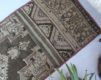 2'4"x10'5" ft RUNNER, Vintage Rug Runner, Oushak Rug Runner, Brown-Beige Rug Runner, Anatolian Rug Runner, Turkish Rug Runner