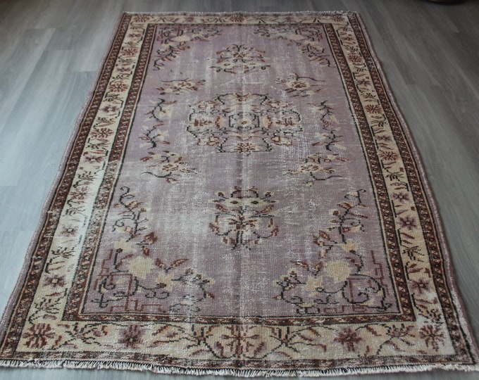 Lavender Colour  Rug, Vintage Area Rug, Lavender  Area Rug, Large Turkish Rug, Handwoven Traditional Rug / C-4057 / 5'5"x8'4" feet