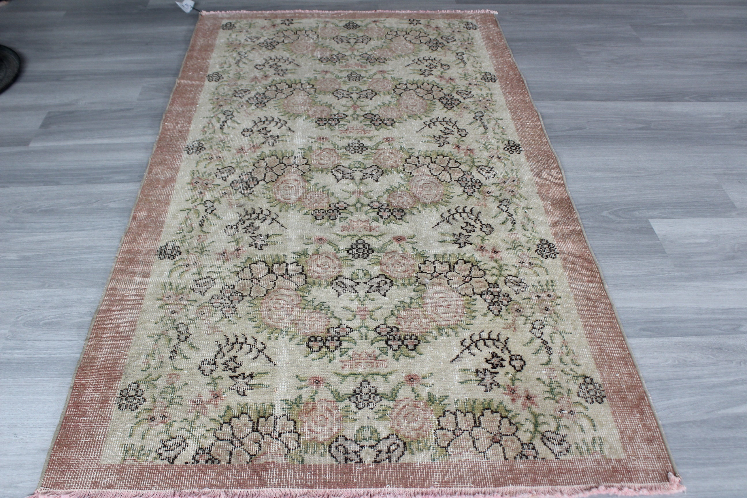 red rug,overdyed rug faded rug,handknotted rug,muted rug anatolian rug turkish rug oushak rug,3'9x6'6 feet distressed rug antique rug