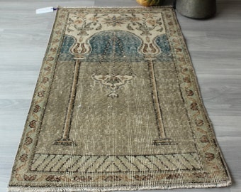 Small Chandelier Design Rug, Ethnic Turkish Rug , Vintage Small Rug / B-1622 / 2'5"x4'3"
